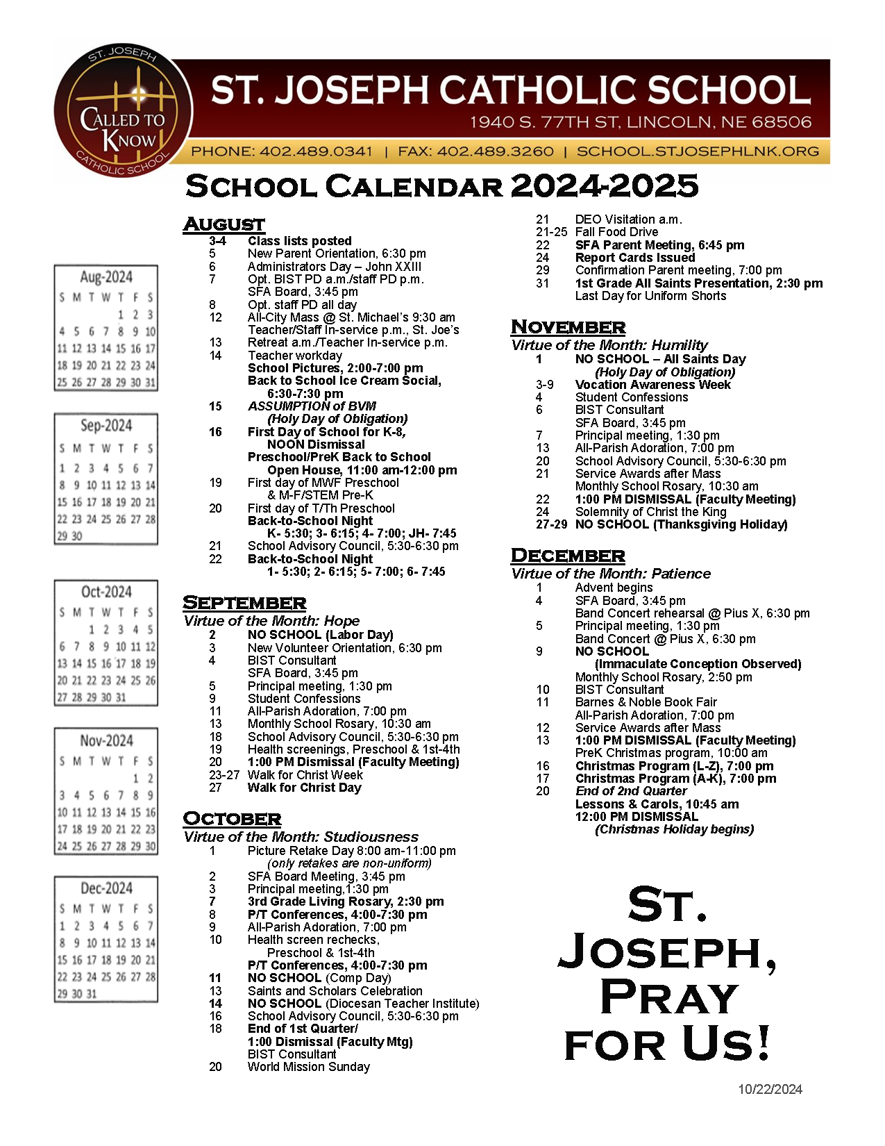 2024 2025 School Calendar 10 22 24 Page 1