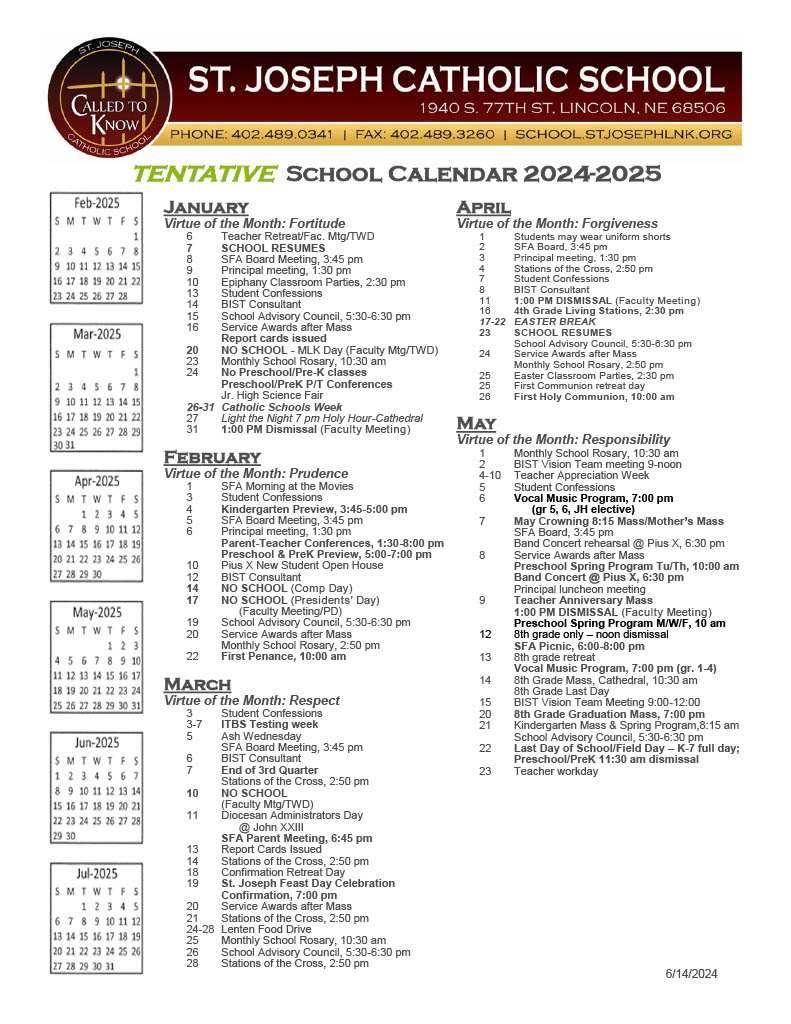2024 2025 TENTATIVE School Calendar 6 14 24 2