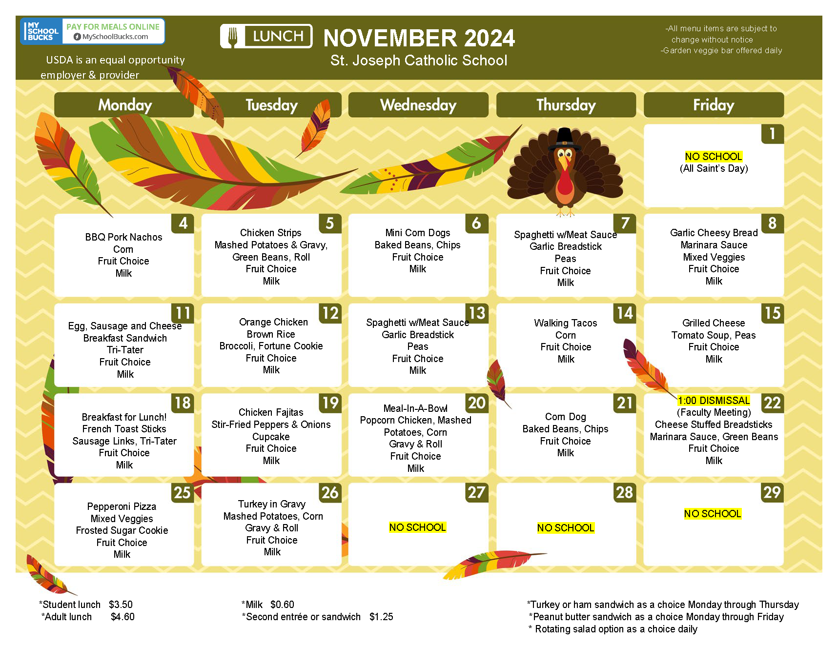 November 2024 Lunch Menu