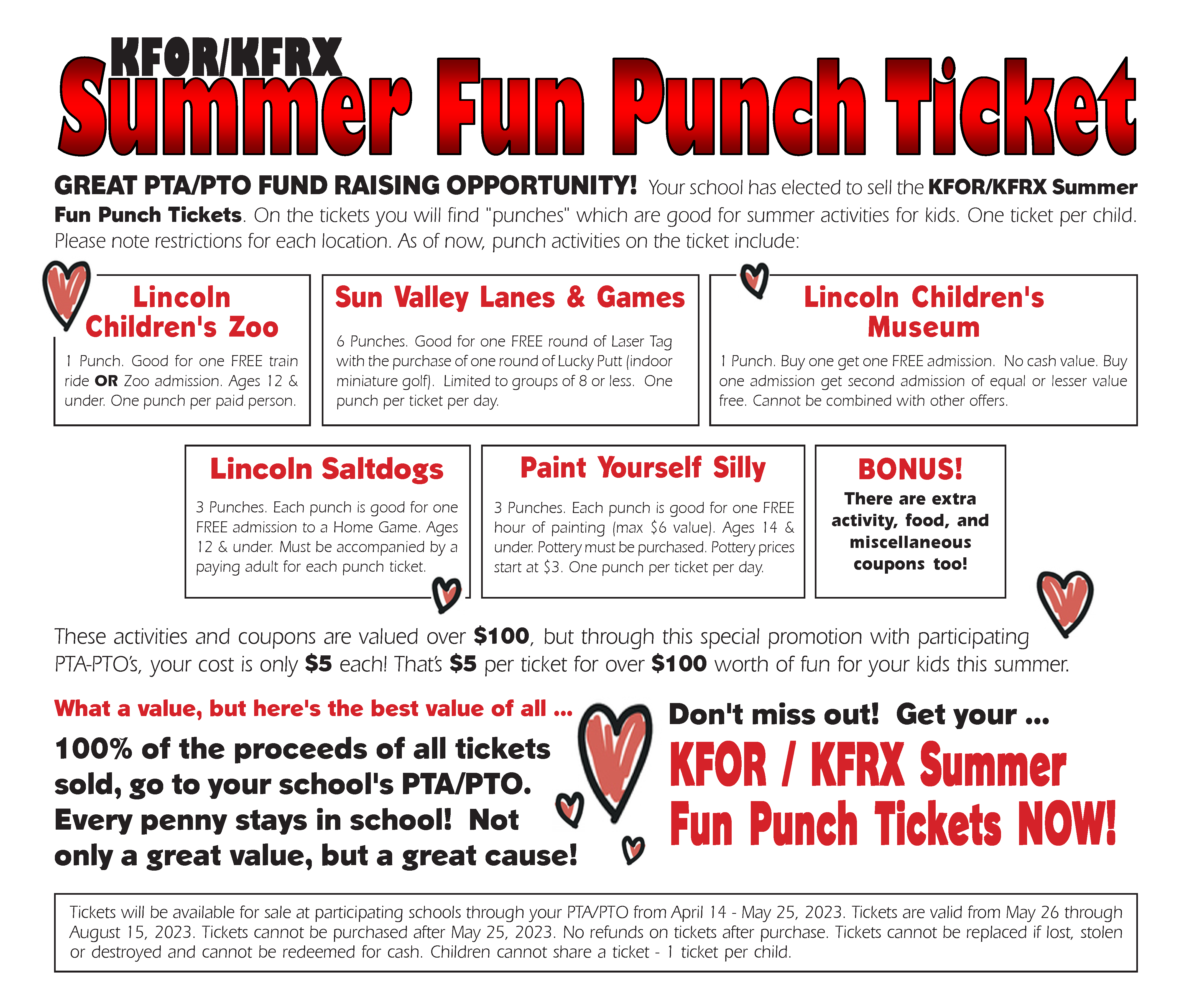 2023 Summer Fun Punch Tickets